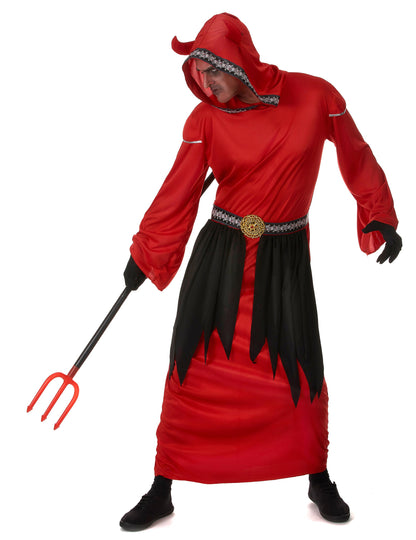 Vue d'ensemble avec trident du déguisement de secte démoniaque