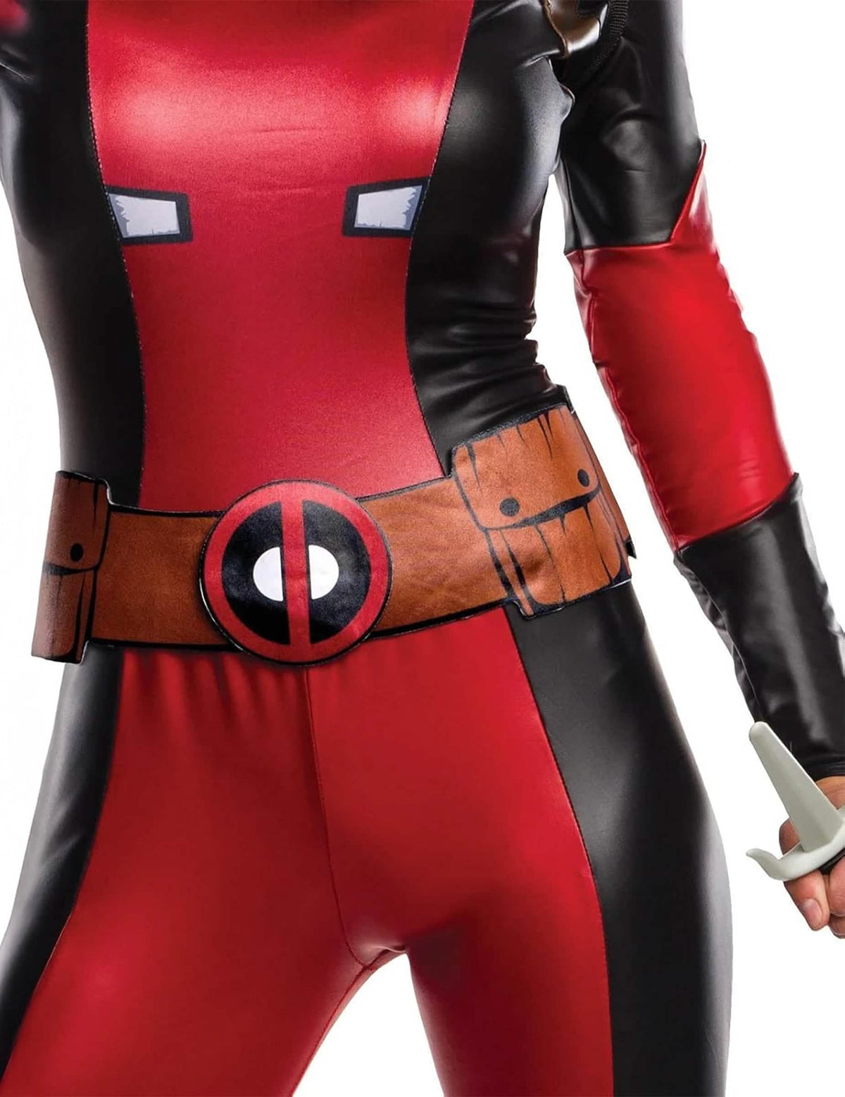 A szexi Lady Deadpool női jelmez övének részletei