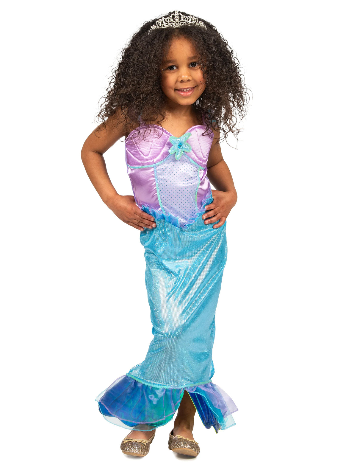 Déguisement de sirène pour fille violet et bleu turquoise avec diadème