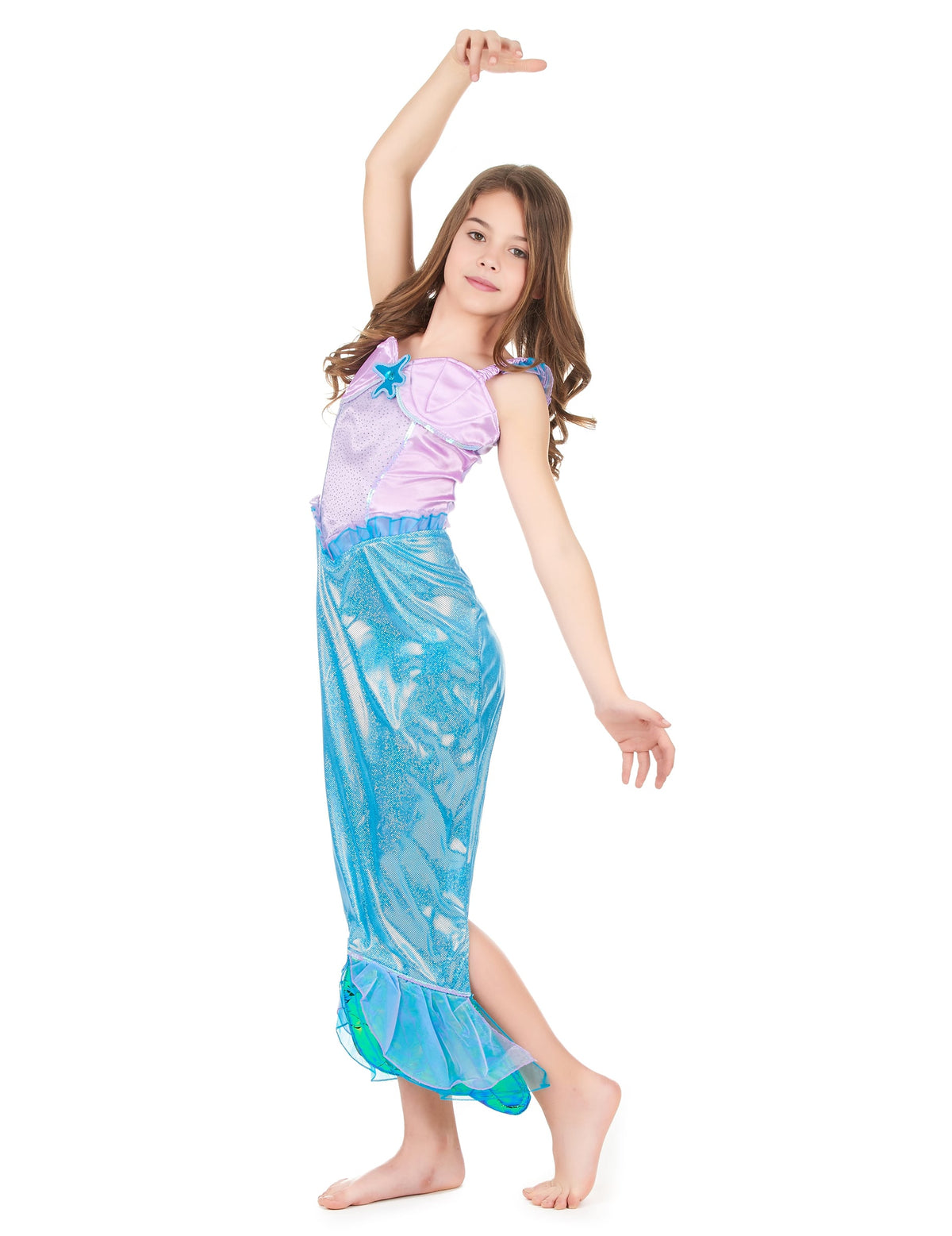 Vue de profil du déguisement de sirène pour fille