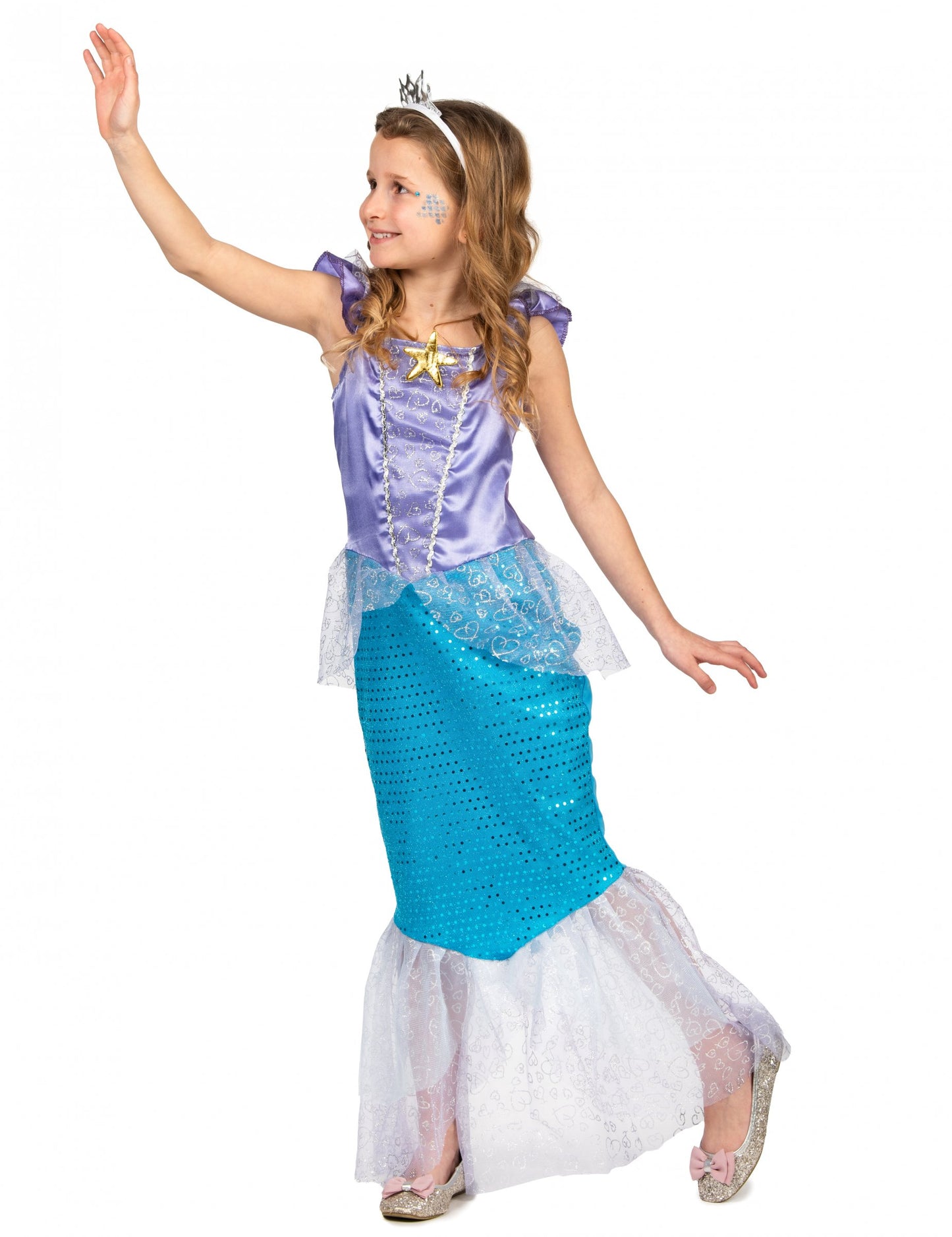 Vue de profil du déguisement sirène pour fille