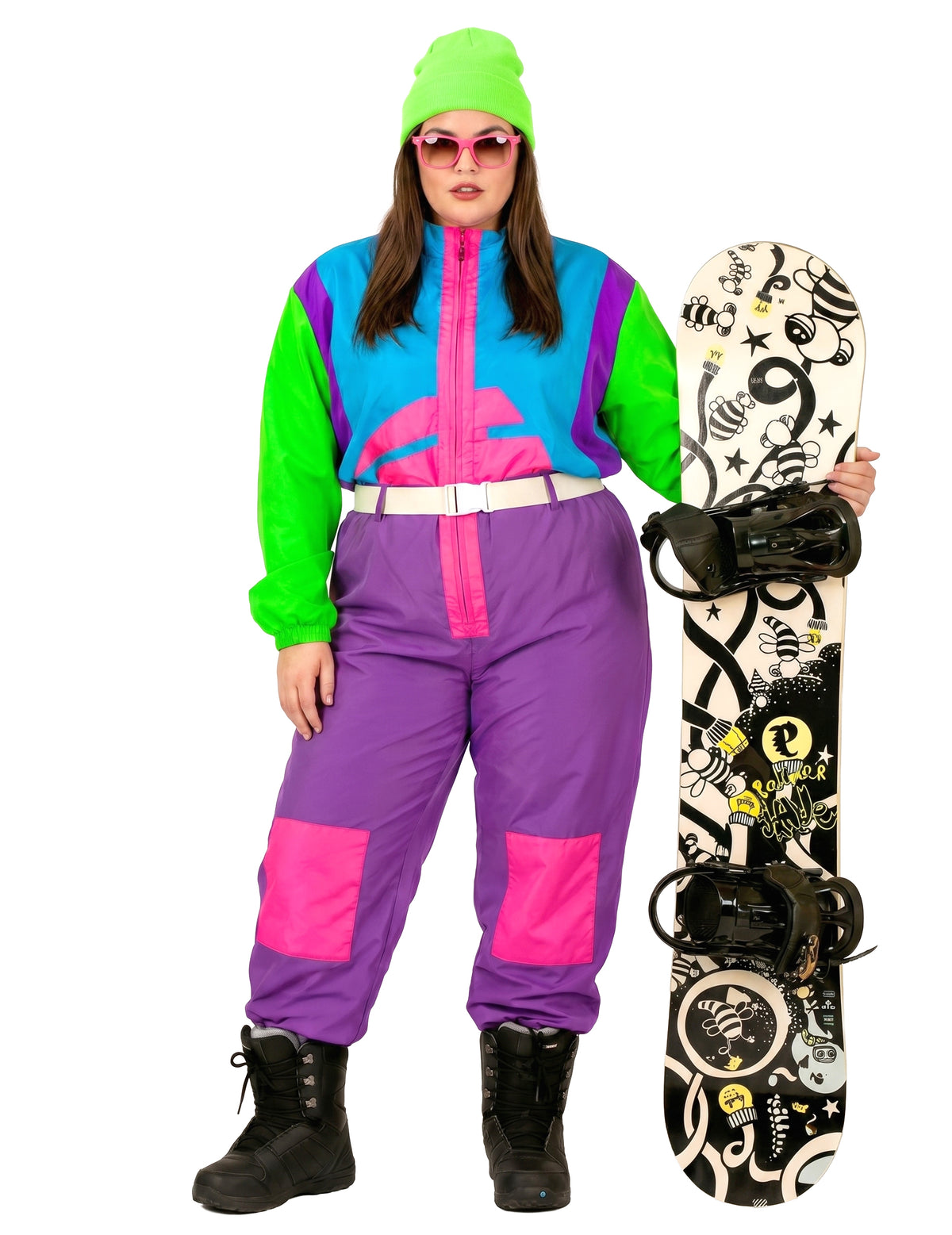 Nagy felnőtt fluo snowboardos jelmez