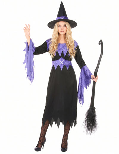 Violet boszorkány álruhával Halloween nő kalap
