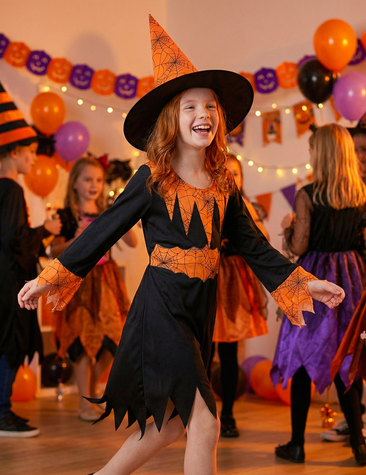 Mise en situation du déguisement de sorcière pour fille