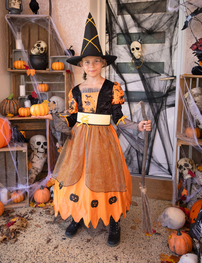 Narancssárga Halloween boszorkány álcázása