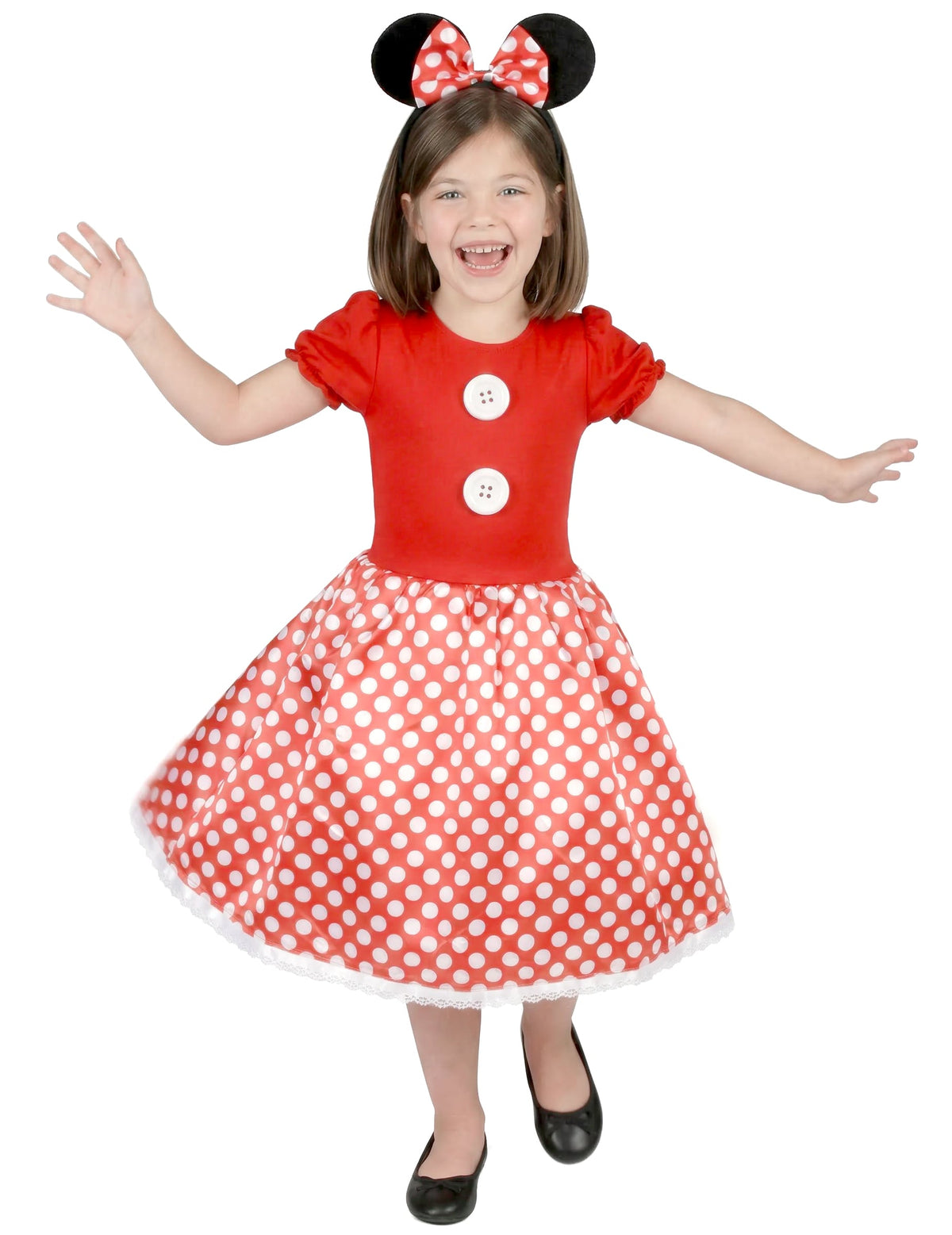 Vue de face du déguisement de souris à pois blancs