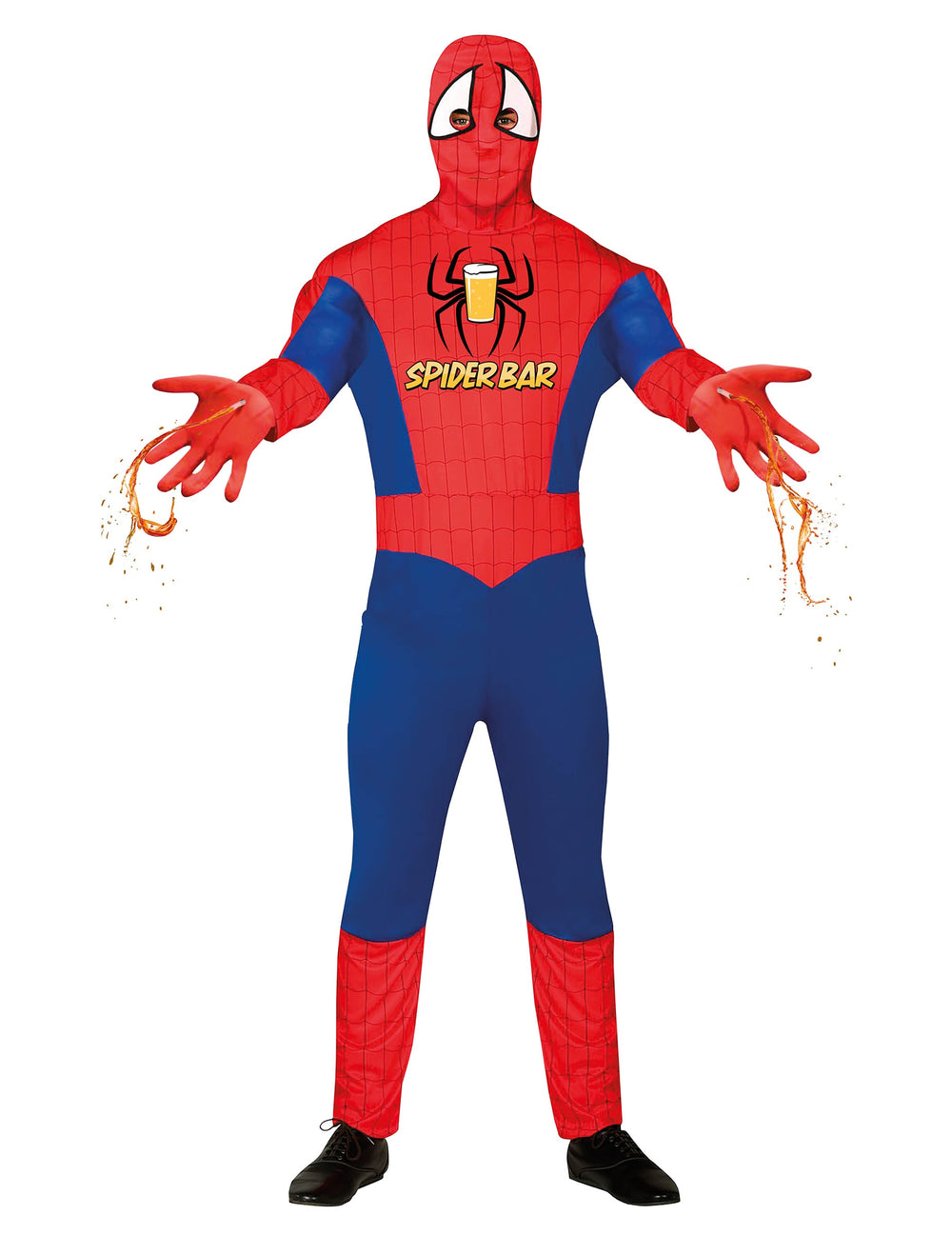 Vue de face du déguisement Spiderbar avec lanceur de liquide