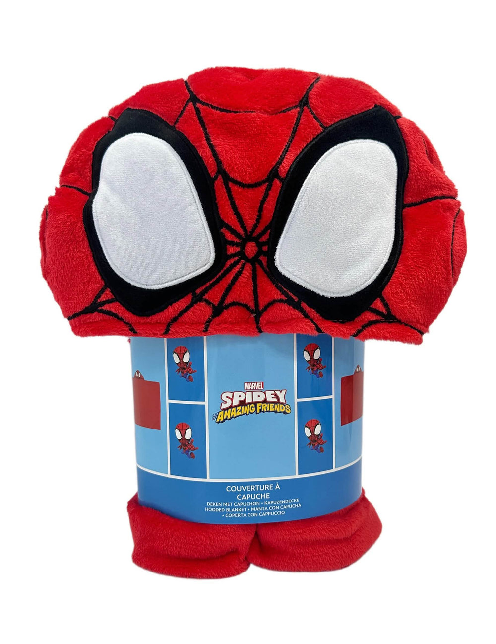 Vue du produit dans son emballage du déguisement plaid polaire à capuche Spidey et ses Amis