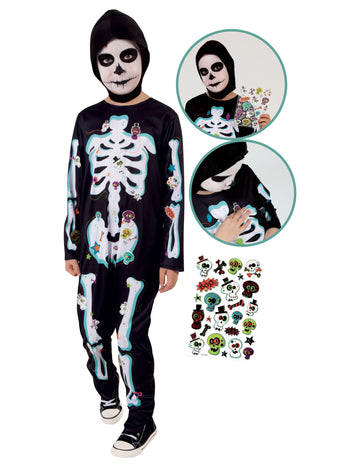 Csontváz álruhával gyermekmatrica brosúrával