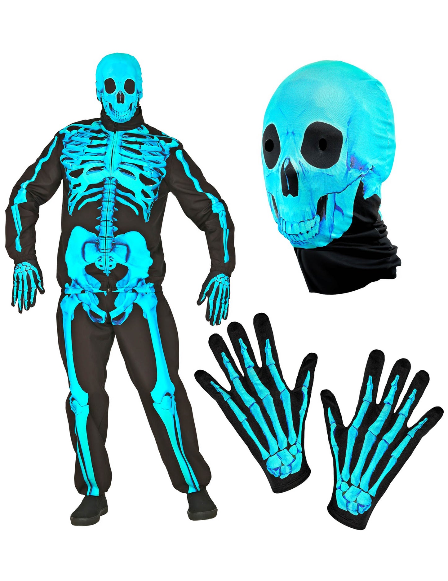 Felnőtt neonkék csontváz jelmez