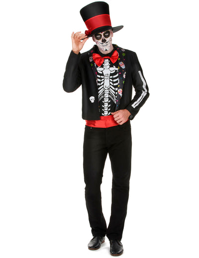 Déguisement Squelette motifs Dia de los muertos homme