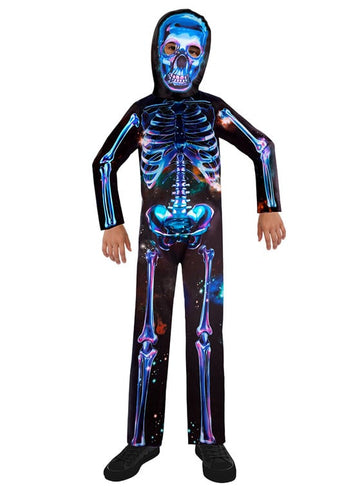 Néon csontváz jelmez gyermekek újrahasznosított anyagában