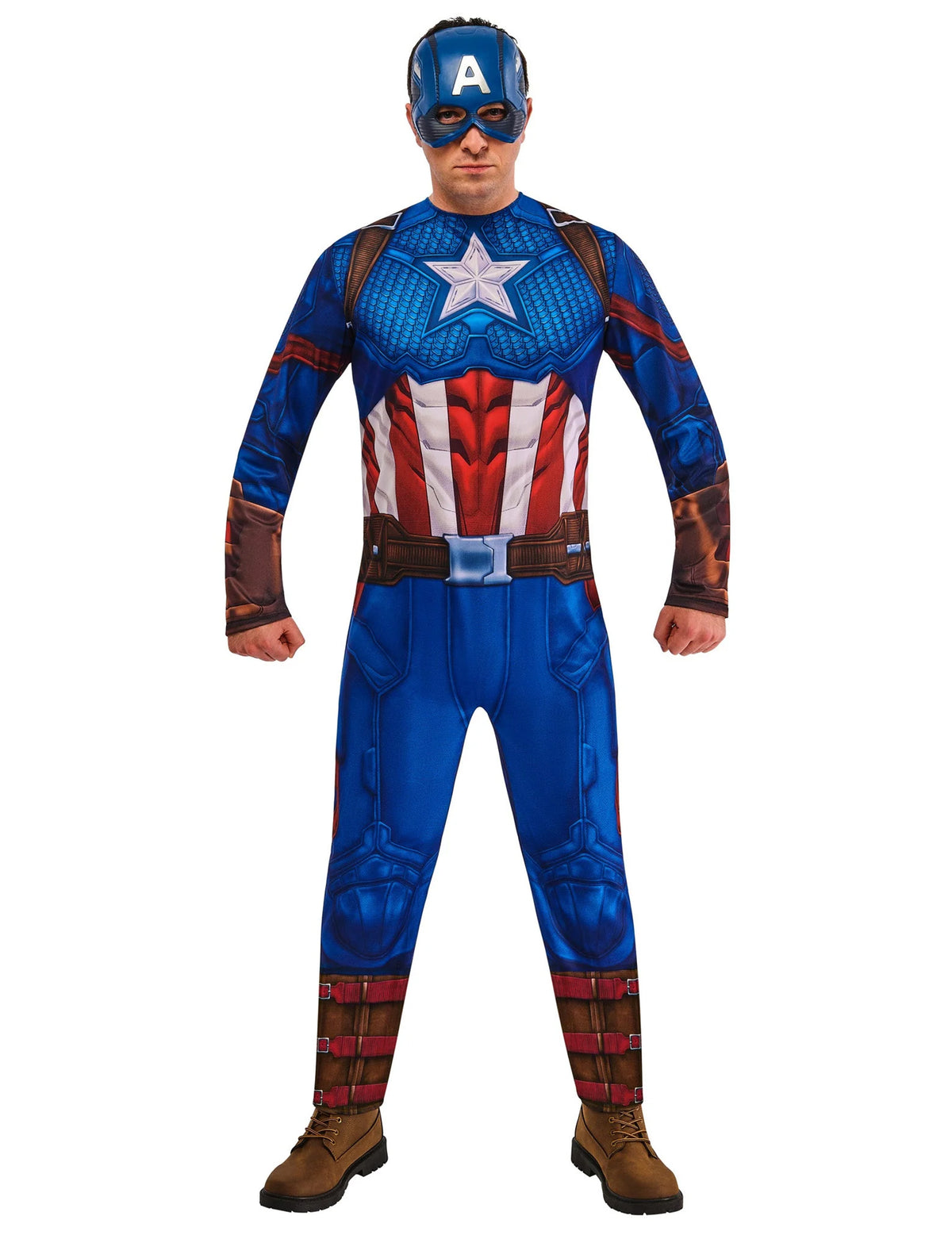 Déguisement Marvel Captain America pour homme bleu et rouge avec masque