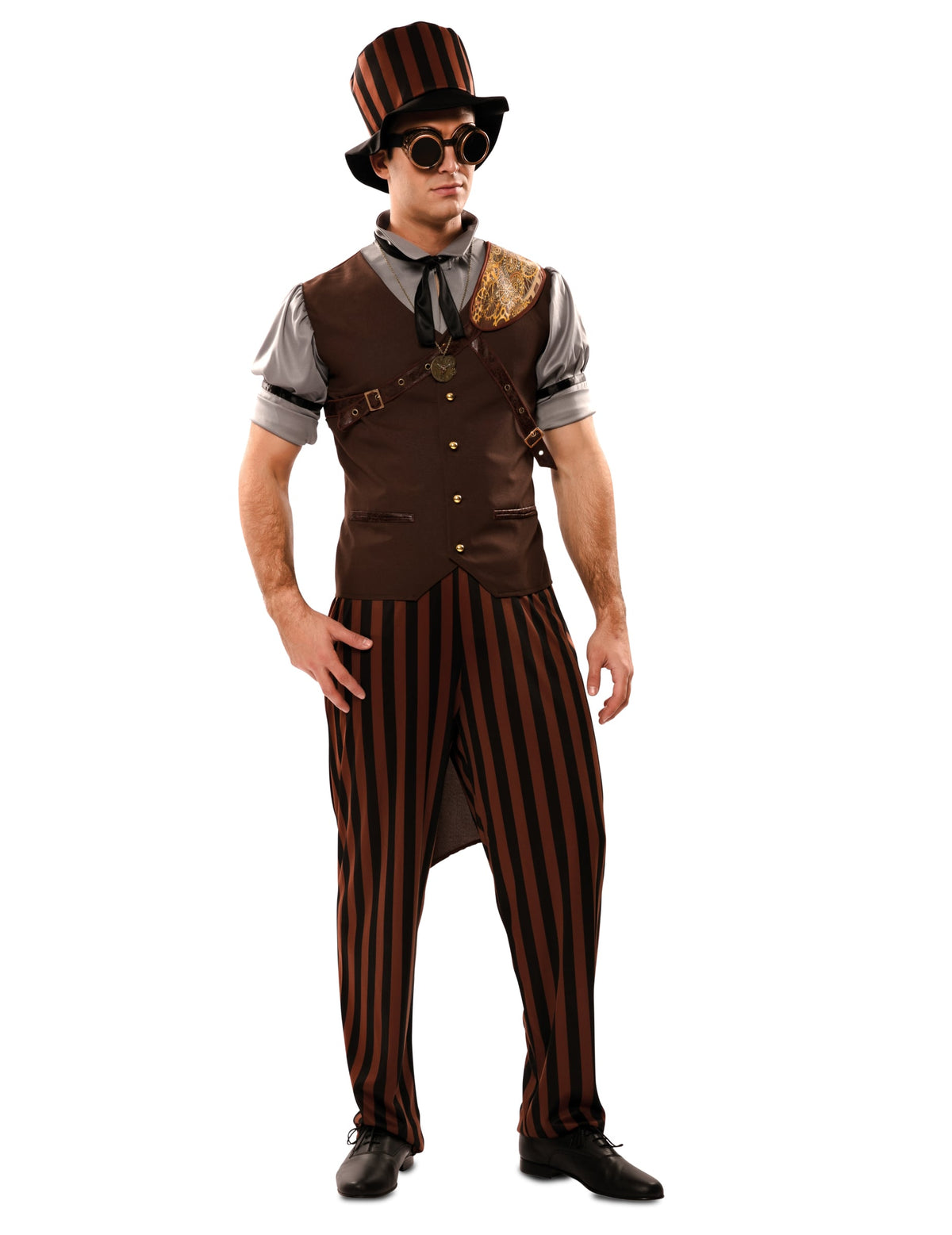 Vue de face du déguisement steampunk pour homme