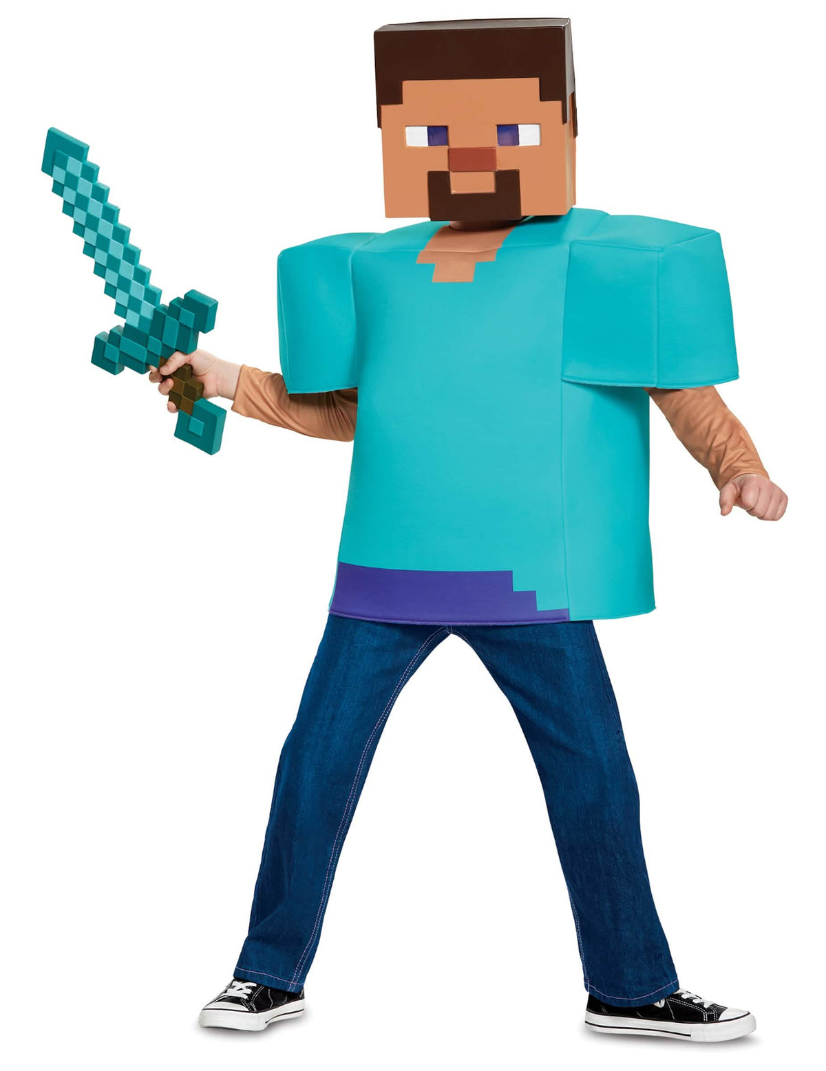 Pixelizált kard, amelyet a Steve Klasszikus Minecraft jelmezhez tartanak