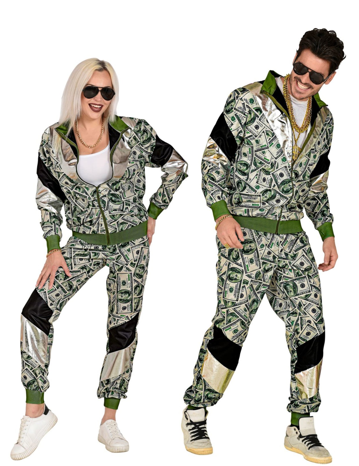 Duo homme et femme du déguisement survêtement billet dollar