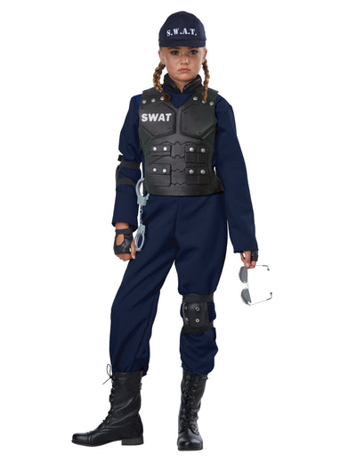 Déguisement SWAT luxe pour enfant bleu marine avec gilet pare-balles et accessoires