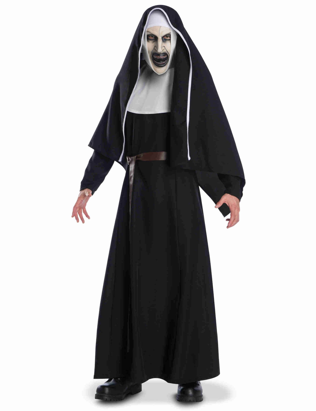 The Nun™ felnőtt jelmez fekete és fehér színben, ijesztő maszkkal