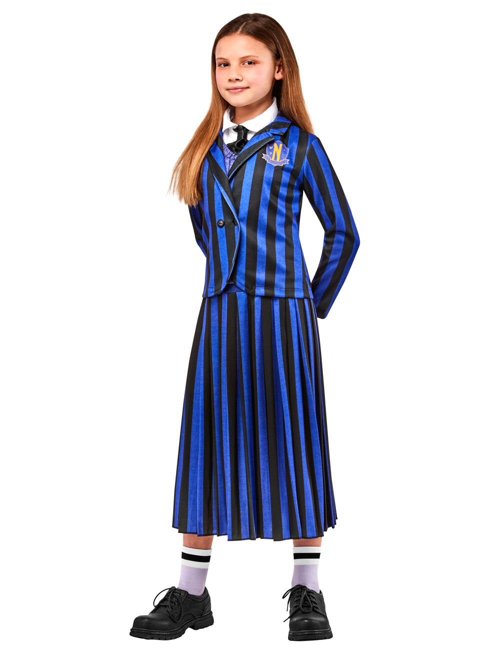 Vue de profil du déguisement uniforme scolaire Enid™ - Wednesday pour enfant