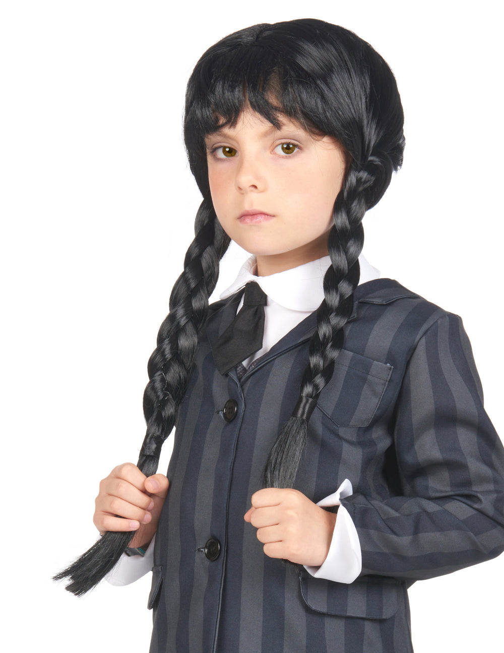 Gros plan sur le haut du déguisement uniforme scolaire gothique pour enfant
