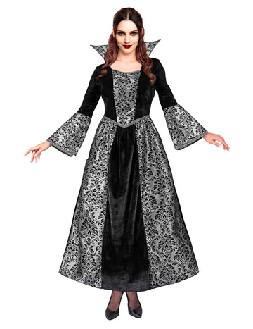 Női fekete és ezüst barokk vámpír jelmez