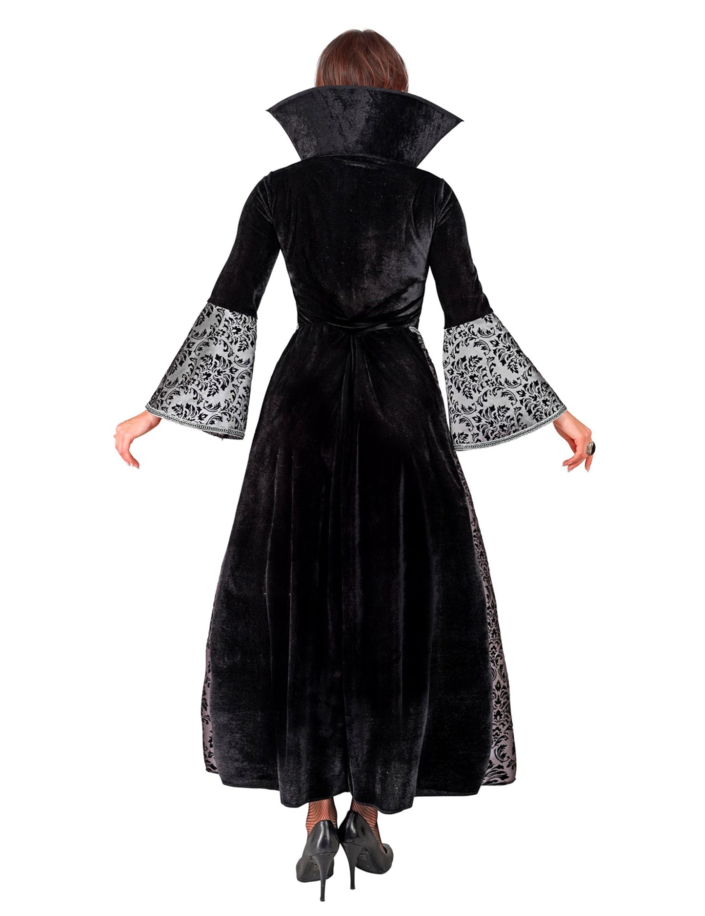 Vue de dos du déguisement vampire baroque pour femme