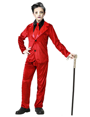 Elegáns vörös vámpír jelmez a gyermekek számára