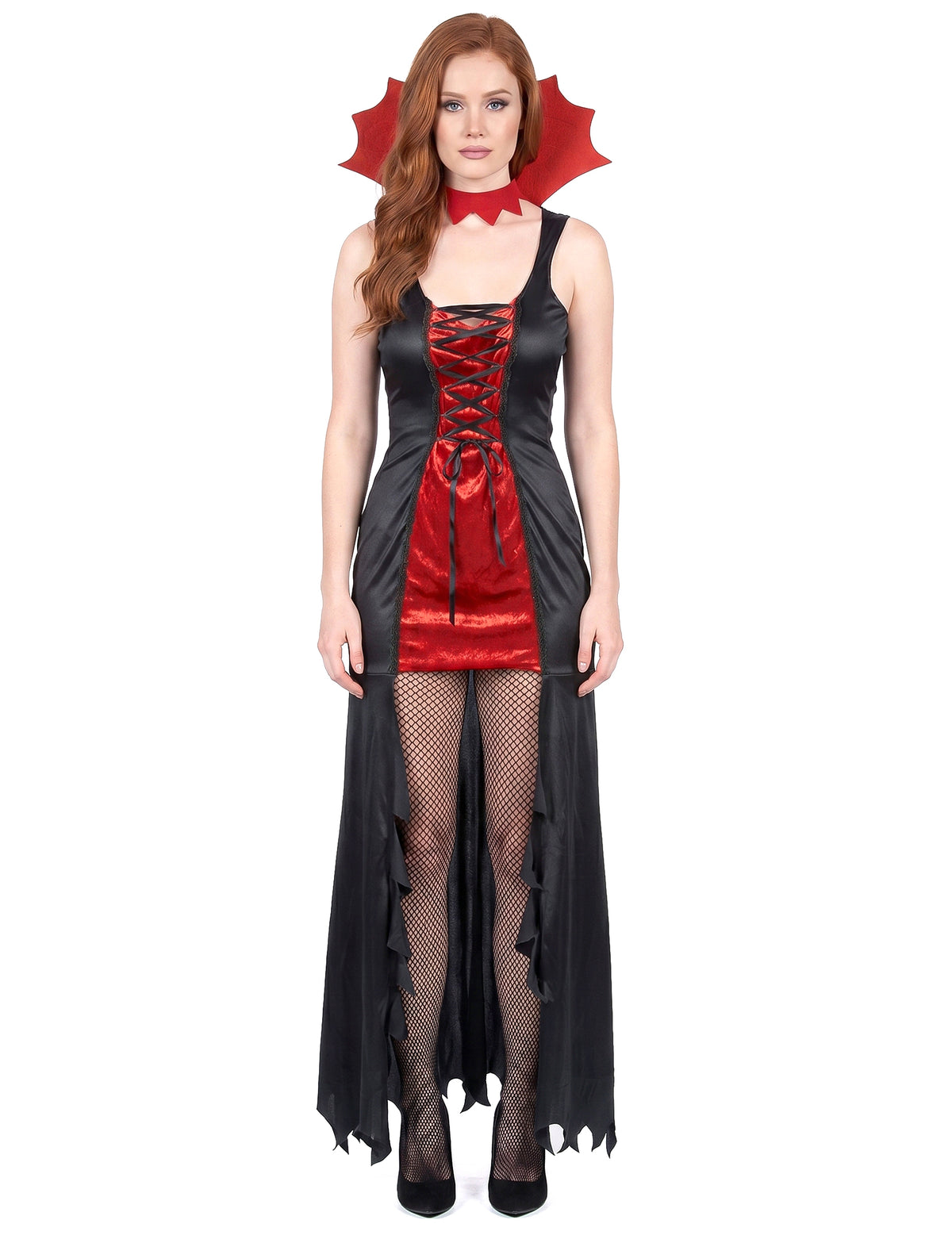 Piros és fekete Halloween nő vámpír jelmez