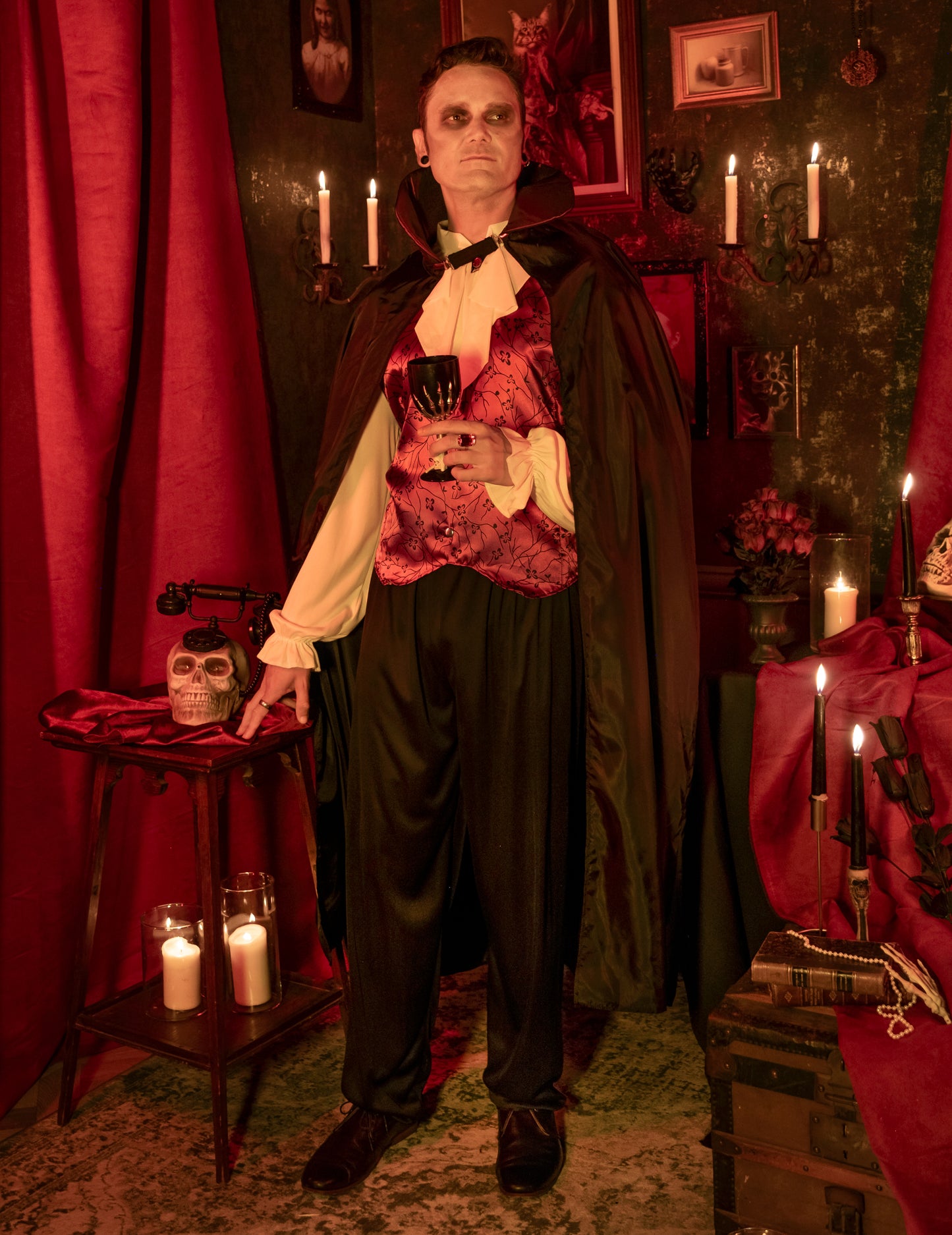 Halloween férfi vörös vámpír álruhája