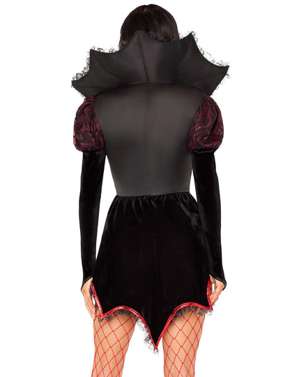 Szexi vörös és fekete vámpír jelmez a nők számára