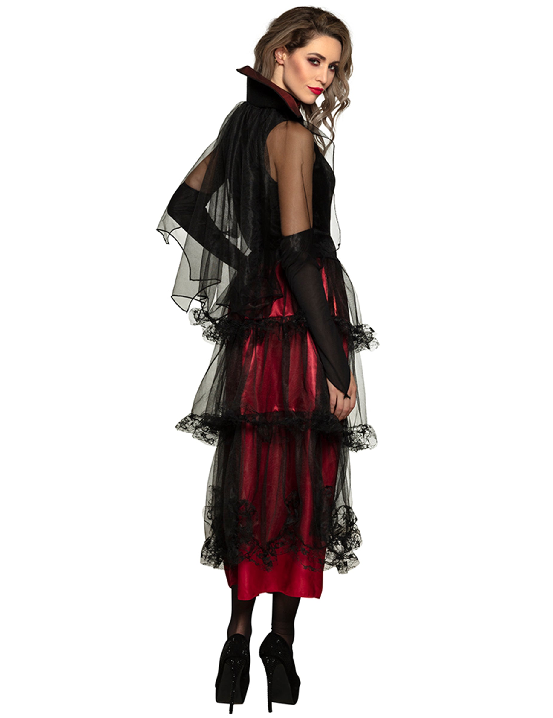 Vue de dos et de profil du déguisement de vampiresse élégante