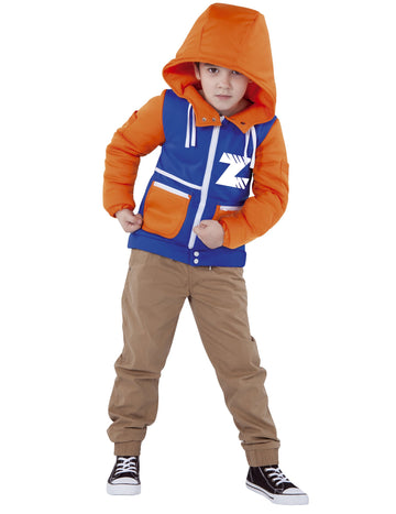Déguisement veste Invizimals pour enfant bleu et orange avec capuche