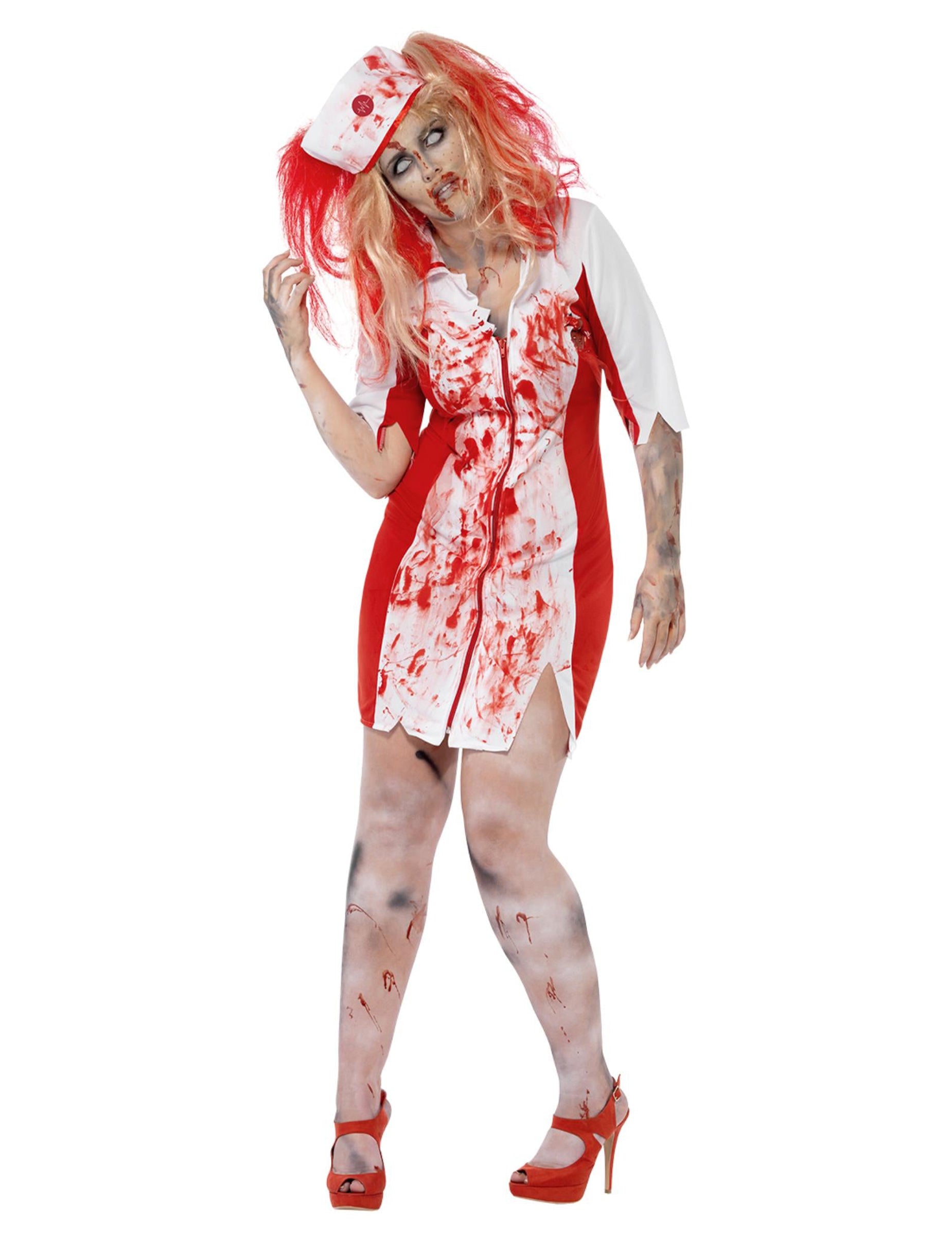 Elölnézeti kép a zombis nővér jelmezről