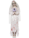 Déguisement de mariée zombie pour femme blanc avec taches de sang et voile
