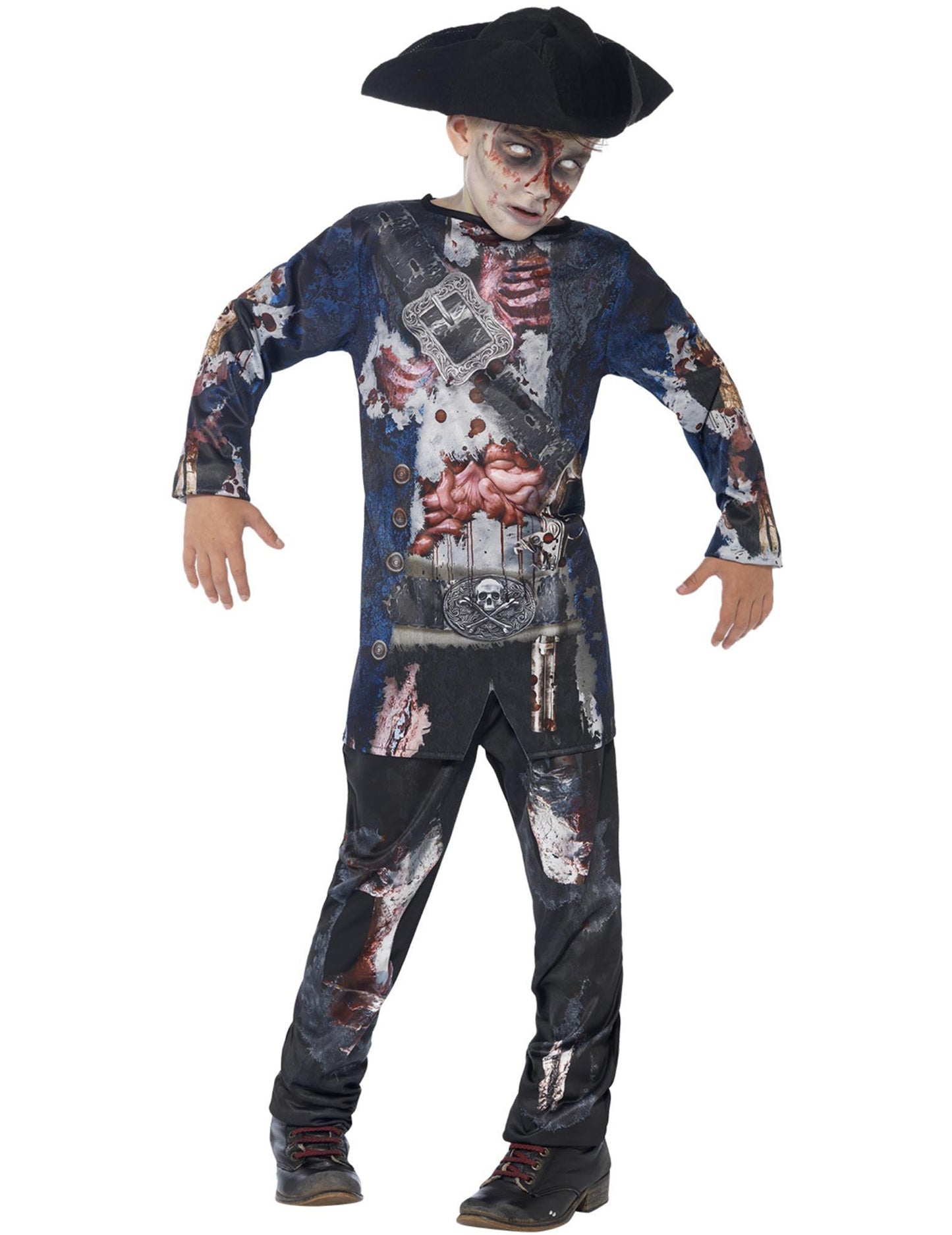 A zombi kalóz jelmez elölnézetből fiúknak