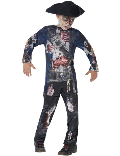 A zombi kalóz jelmez elölnézetből fiúknak