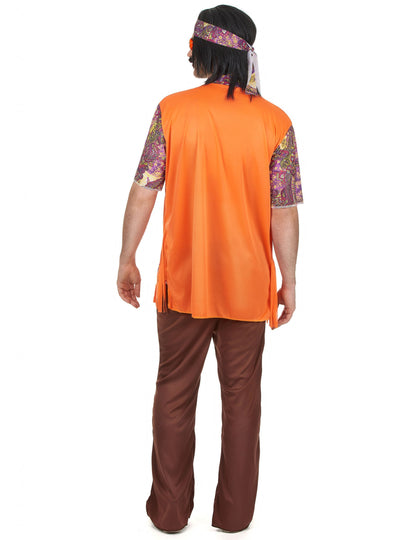 Vue de dos du déguisement hippie pour homme