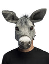 Demi-masque peluche âne pour adulte gris avec museau blanc