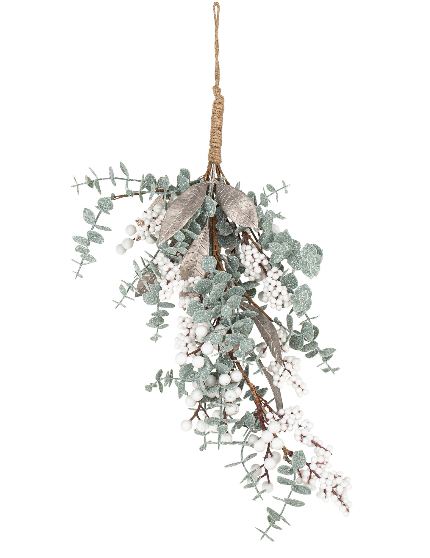 Csökkenő eukaliptuszágak irizáló csillámokkal 56 cm karácsonyi