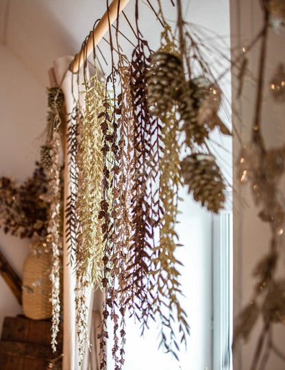 Csokoládé csillámos lombozat csepp 90 cm karácsonyra