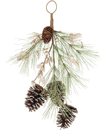 Csillámos pezsgőszínű tobozfüzér 45 cm 