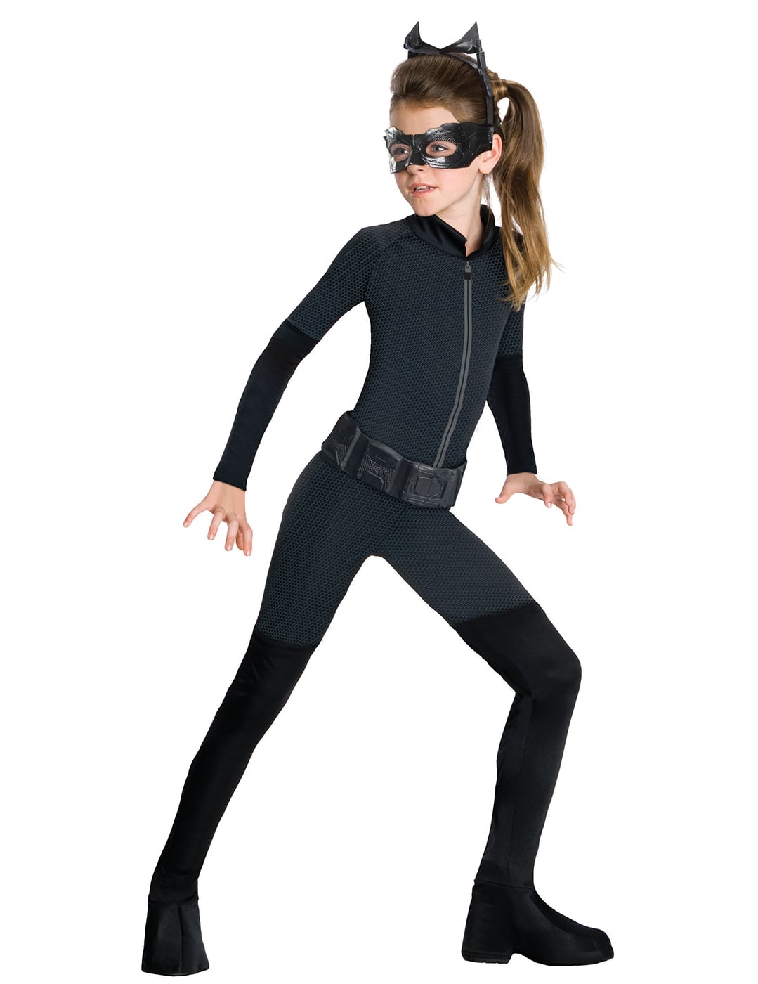 Déguisement Catwoman™ pour fille noir avec masque et ceinture