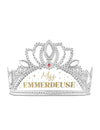 Diadème humoristique Miss Emmerdeuse pour femme argenté avec strass et inscription dorée