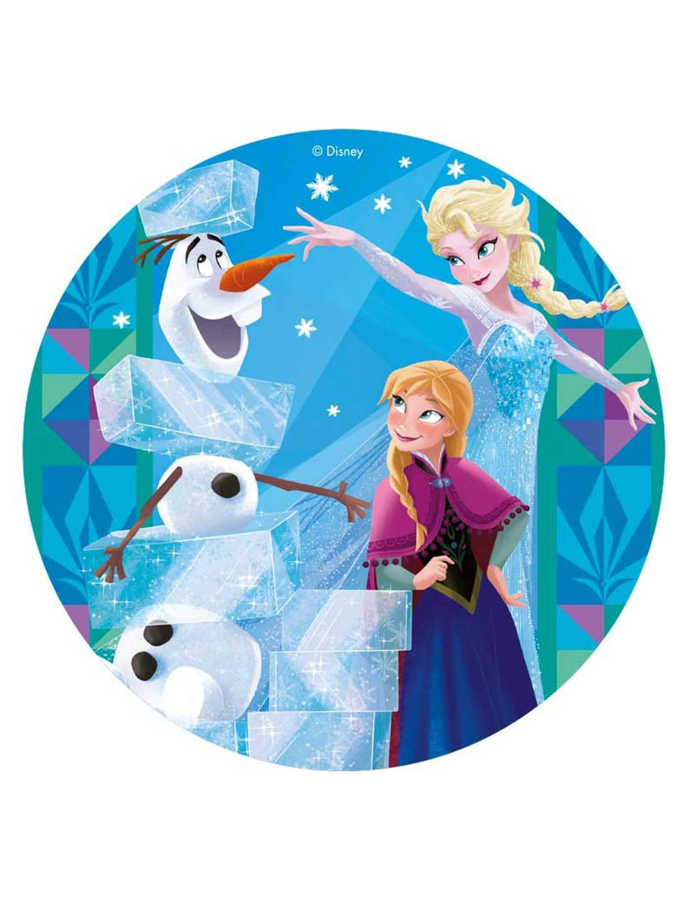 Jégvarázs ostyalap gyermeknek, kék, Elsa, Anna és Olaf