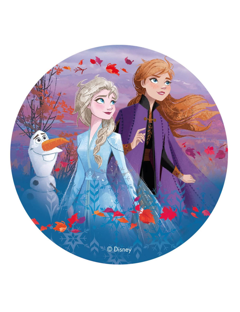 Ostya korong Jégvarázs 2 Anna, Elsa és Olaf tortához kék és lila színben