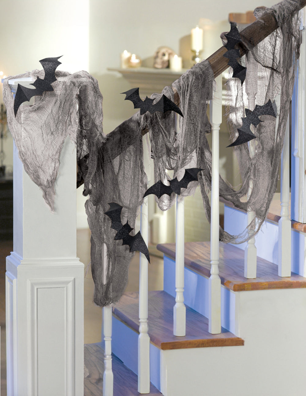 Drap chauve-souris pour décoration d'Halloween gris et noir
