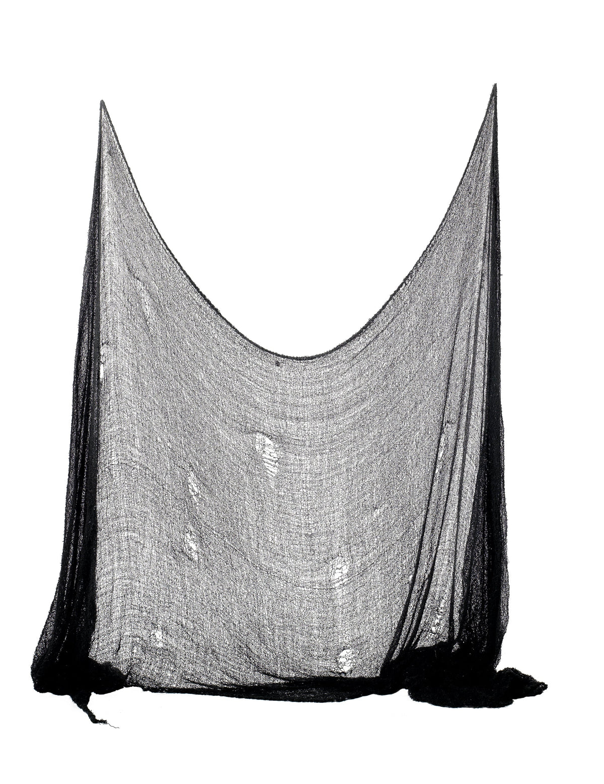 Décoration drap Halloween noir avec mailles déchirées