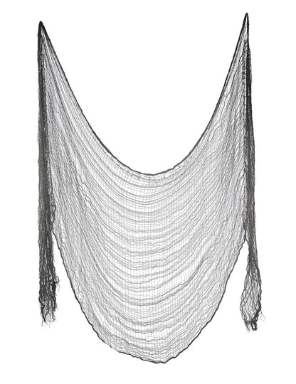 Drap d'Halloween pour décoration gris effet gaze déchirée