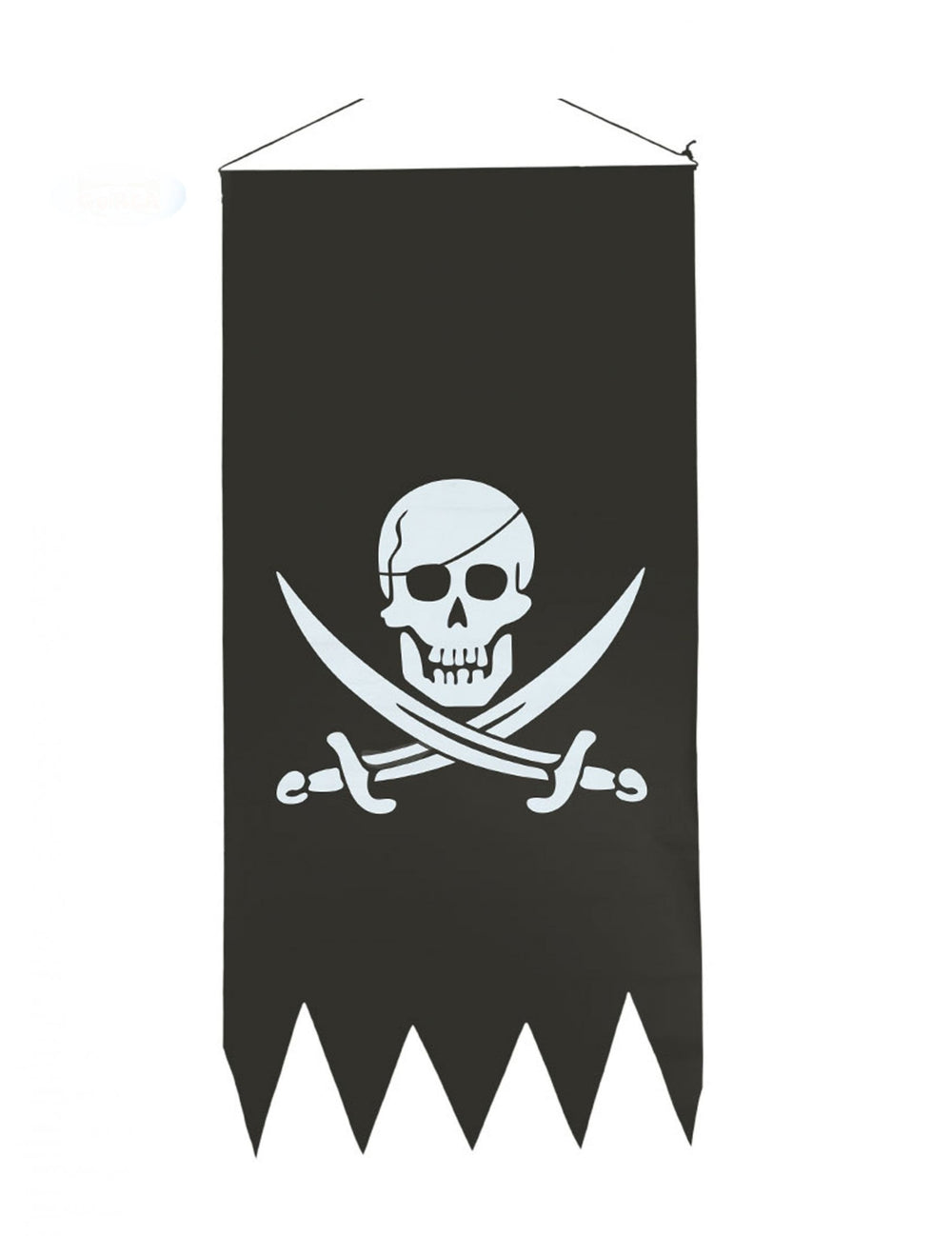 Drapeau pirate tête de mort pour fête noir et blanc avec sabres croisés