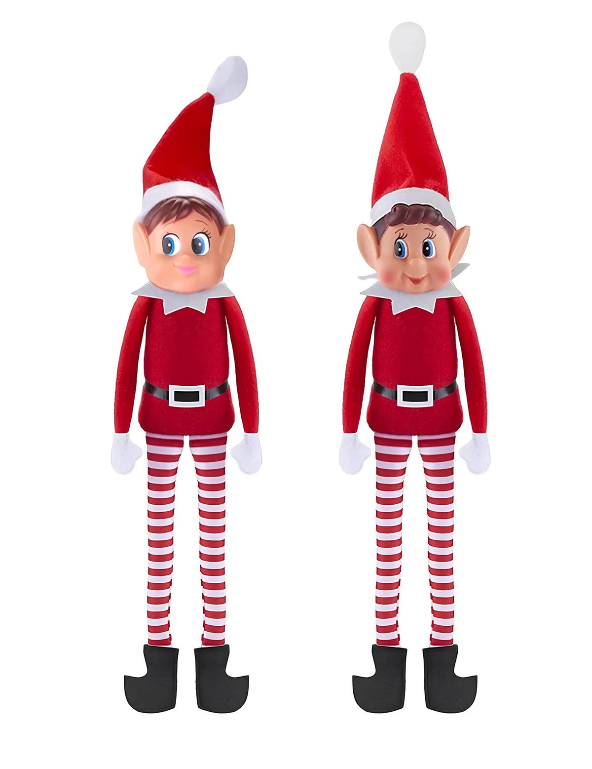 Karácsonyi csínytevő manópár, Elvie és Elfie, gyermekeknek, piros és fehér csíkos
